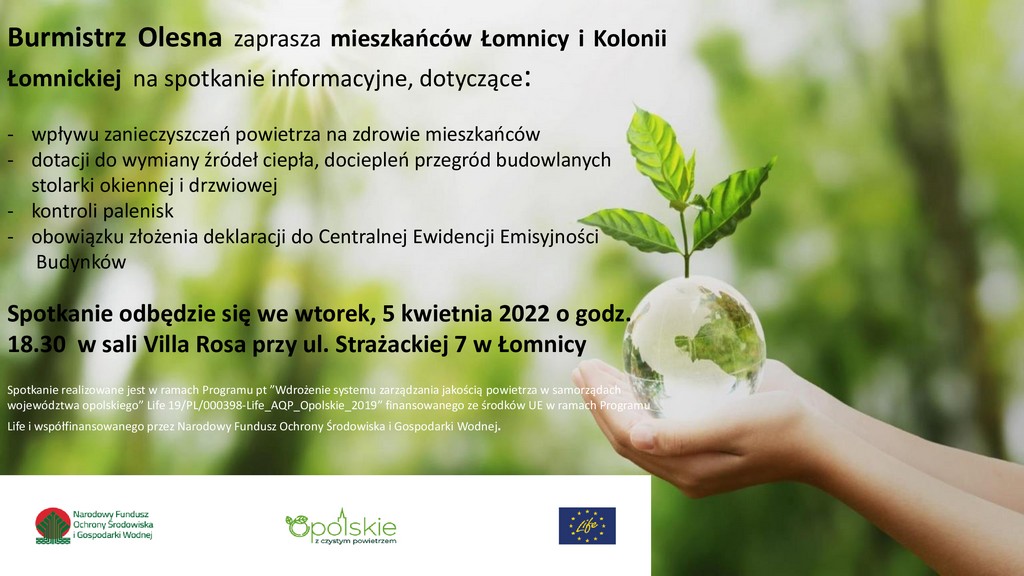 Burmistrz Olesna zaprasza mieszkańców Łomnicy i Kolonii Łomnickiej na spotkanie informacyjne