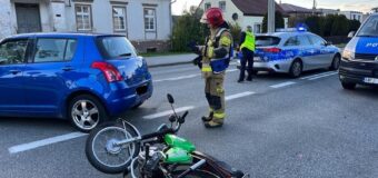 Wypadek motocykla z osobówką w Gorzowie Śląskim